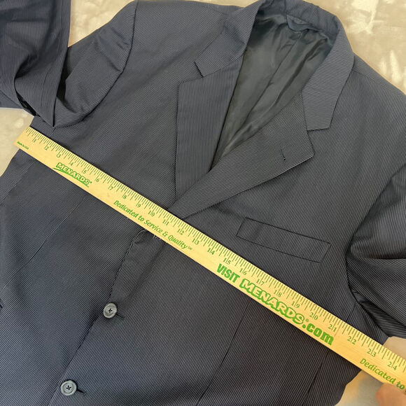 VTG Burberry Sport Coat Mens 46R Blue Striped Wool Blazer Union Made USA Career - Picture 6 of 14